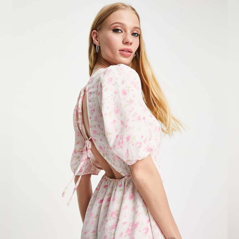 ONLY Mira Floral Tie-Back Midi Babydoll Dress - Picture 6 of 15